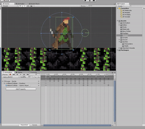 Weapon collider animated in Unity, the basis of the combat system.