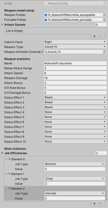 Weapon stats